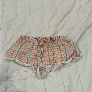 Shiraleah Pastel Plaid Lace-Trim Sleep Shorts - Multi